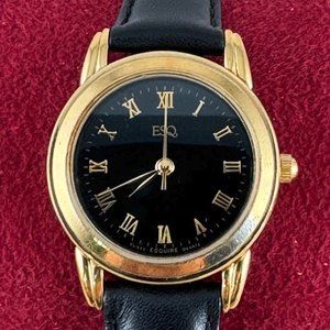 Fabulous Vintage Movado ESQ Watch Black on Gold